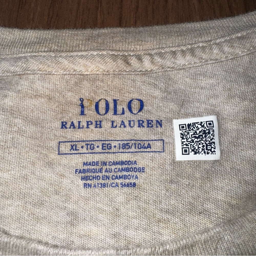 Polo Ralph Lauren Shirt‎ Mens XL Tan Long Sleeve Cotton Crew Neck Pony Preppy - Picture 4 of 8